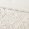 3 Piece Tufted Cotton Chenille Medallion Duvet Cover Set King Off White Cotton