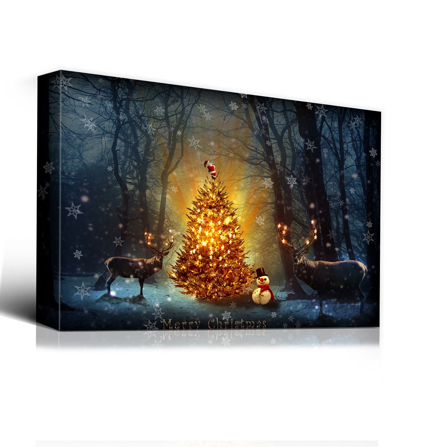 1Pcs Drop Ping Christmas Canvas Wall Art Gold Christmas Tree Paintings Artwork Modern Picutres Gift Poster For Home Wall Decor Framed 4832In Thickness 1.5Inch Rectangle Framed Multicolor Christmas