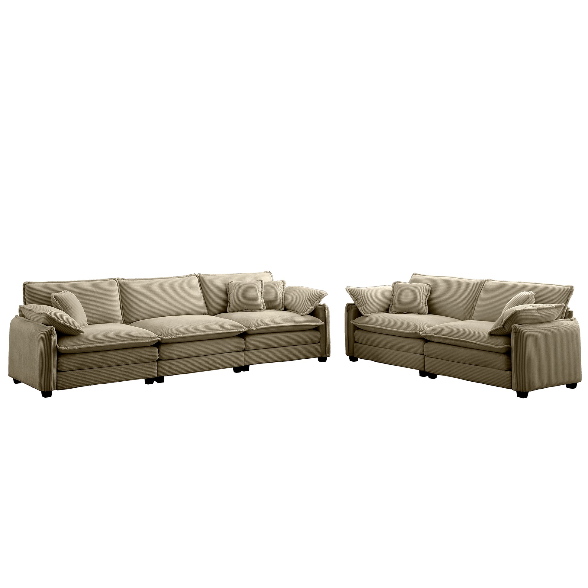 Family Sofa Set Deep Seat Sofa, Warm Sofa For Home Cinema And Living Room, One 2 Seater Sofa And One 3 Seater Sofa,Tan Corduroy Tan Corduroy 5 Seat