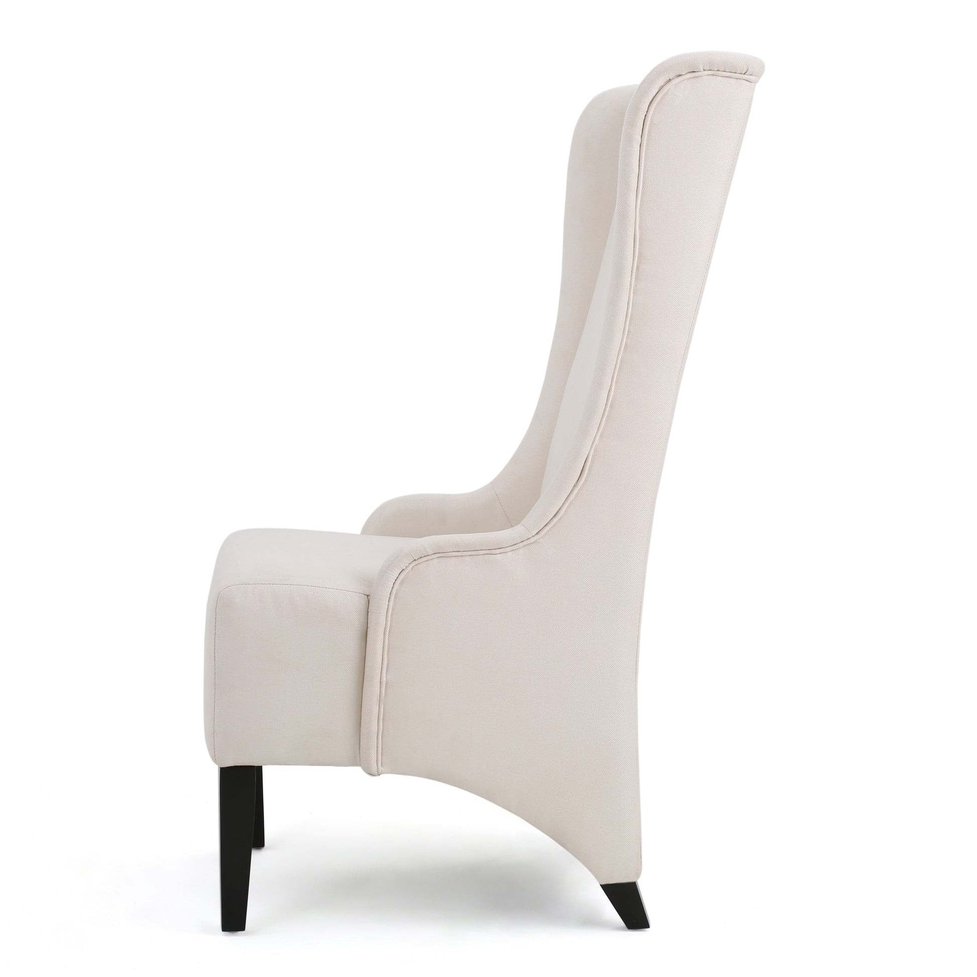 Dining Chair Beige Wood Fabric