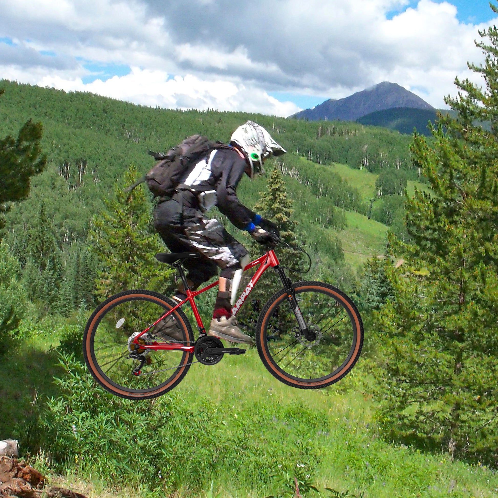 A27312 Mountain Bike 27.5 Inch Wheels, 21 Speed Mens Womens Trail Commuter City Mountain Bike, Aluminium Frame Disc Brakes Thumb Shifter Front Fork Bicycles Cycling Red Without Durable Garden & Outdoor Classic Multifunctional Polyurethane Foam Aluminum