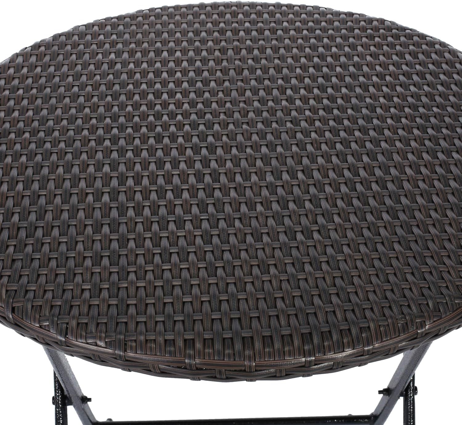 Elba Bistro Set 3Pcs Brown Multi Pe Rattan Iron Waterproof Fabric