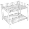 Full Xl Over Queen Metal Bunk Bed With Ladder And Guardrails, White Box Spring Not Required Full Xl White Metal Metal