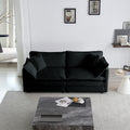 Modern Fabric Loveseat Sofa Couch For Living Room, Upholstered Large Size Deep Seat 2 Seat Sofa With 4 Pillows ,Black Chenille Black Chenille 2 Seat