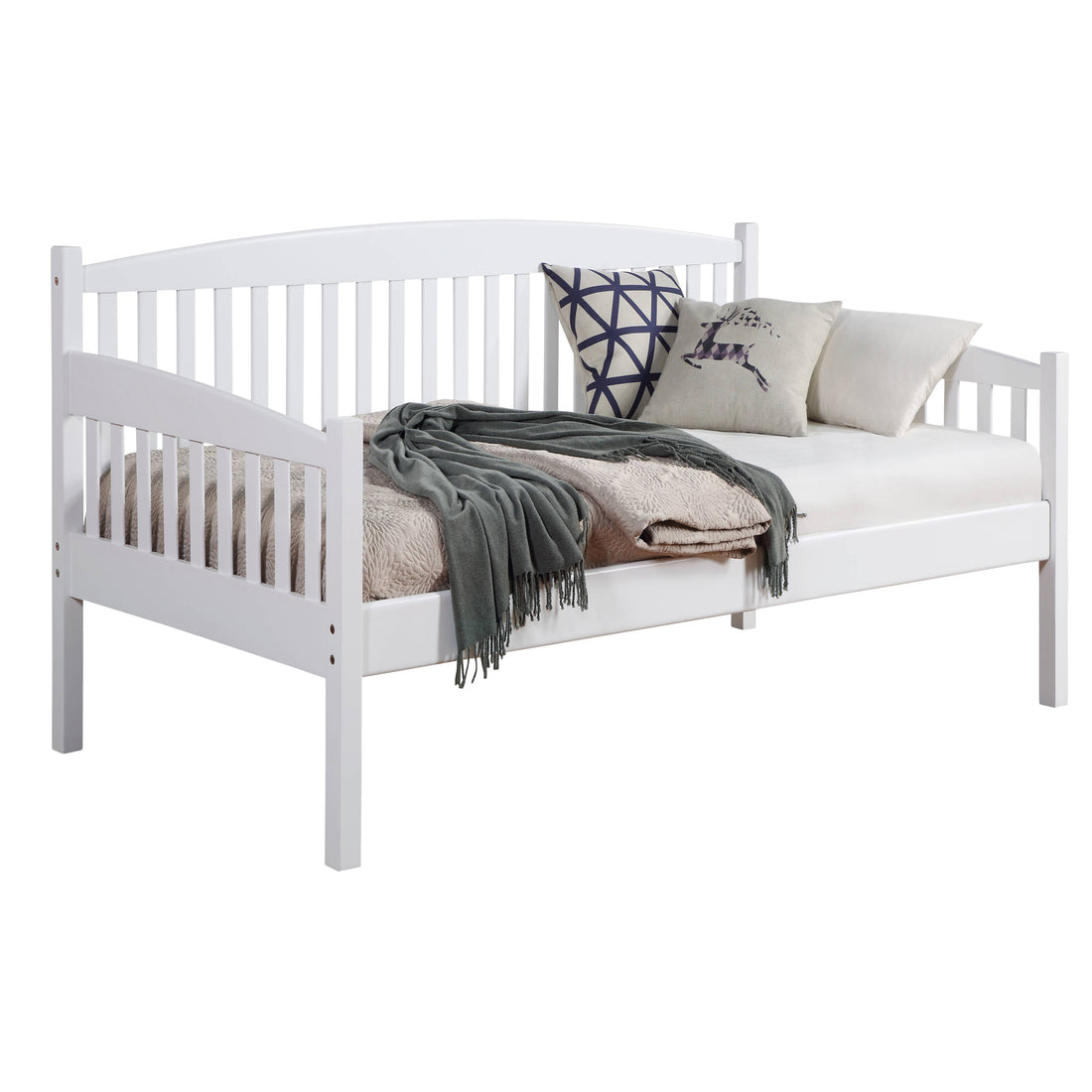 White Back Twin Daybed Box Spring Not Required Twin White Wood White Transitional Wood