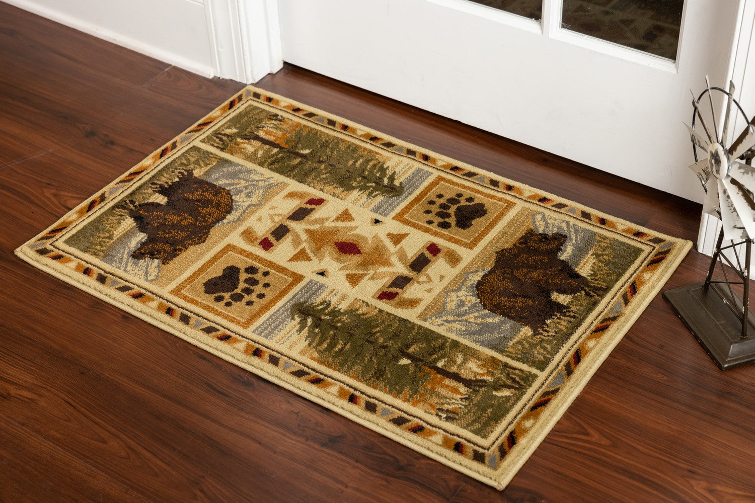 Woodland Gc Rst5301 Multi 7 Ft. 10 In. X 10 Ft. 3 In. Lodge Area Rug Cream Polypropylene