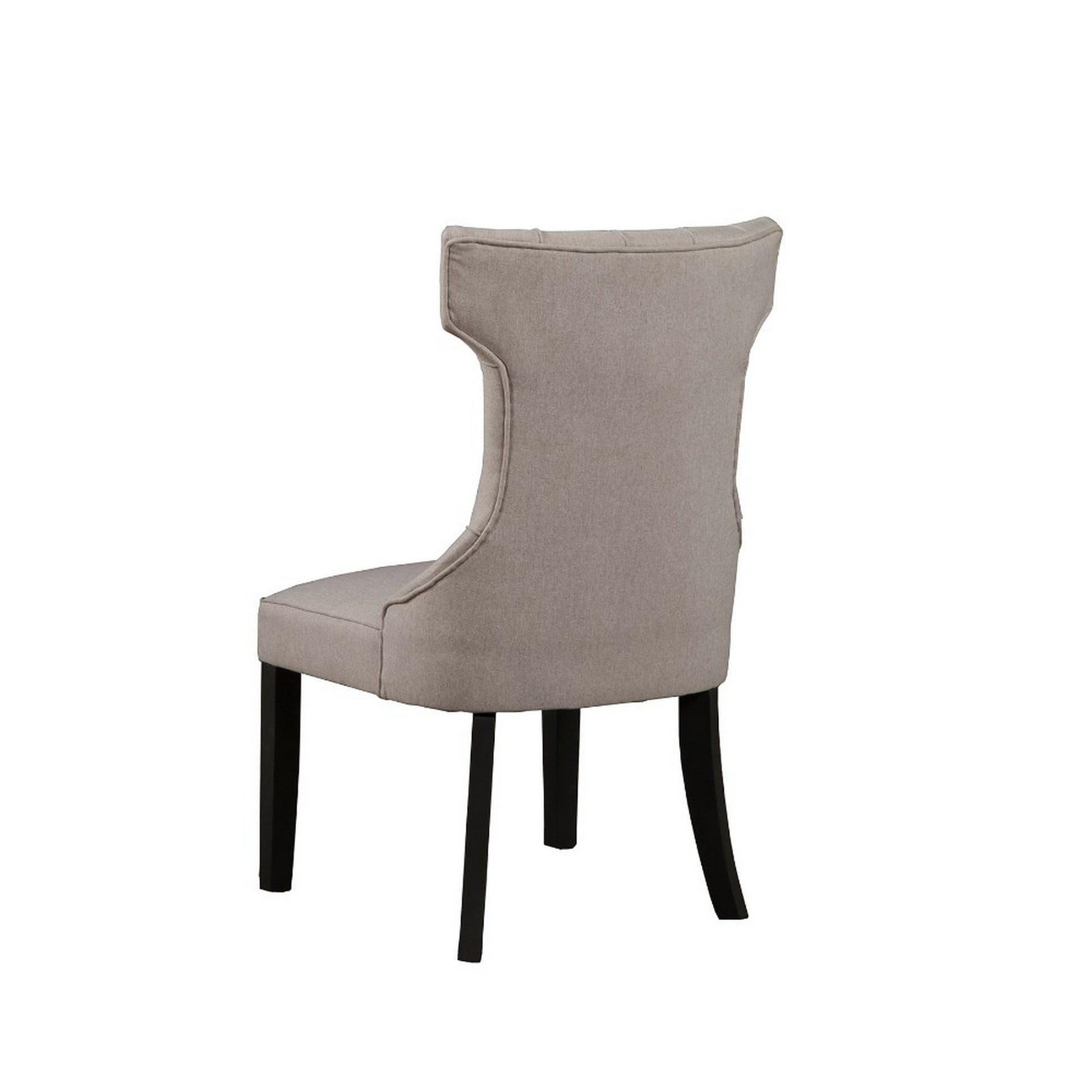 Upholstered Button Tufted Side Chairs With Wooden Base Set Of 2 Gray Gray Solid Wood