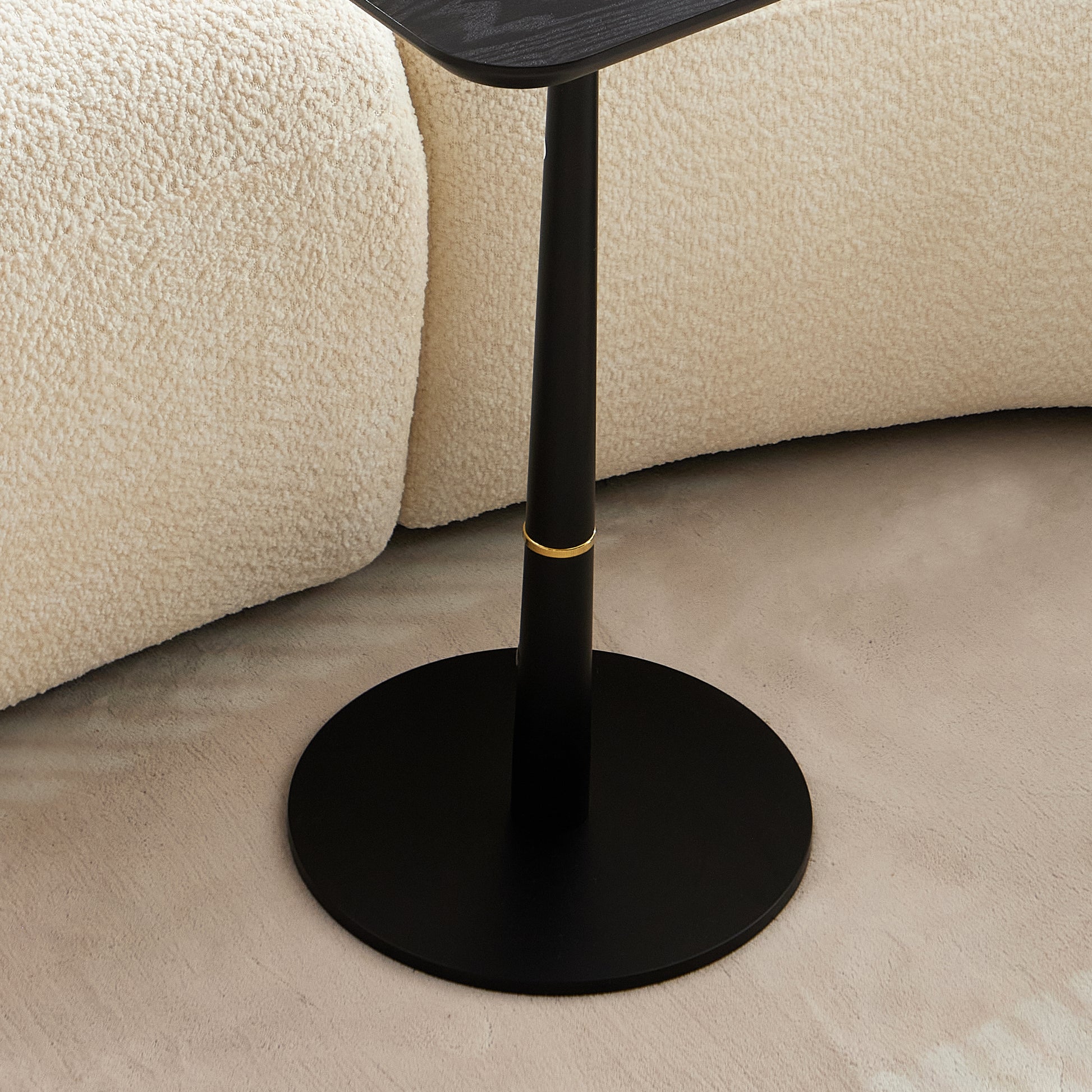 Mdf With Metal Feet, Square, Located In Living Space And Lounge Area, Coffee Table, Computer Desk, Black, 15.74"D X23.77"H Black Gold Primary Living Space Casual,Chinese Freestanding Coffee & End