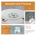 Double Layer Rotatable Round Glass.The Rotatable Design Makes It More Convenient To Retrieve And Place Items.The Upper Glass Has A Diameter Of 30.3 Inches, While The Lower Glass15 Inches. Transparent Glass