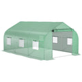 Outsunny 11.5' X 10' X 7' Walk In Greenhouse, Tunnel Green House With Zippered Mesh Door And 6 Mesh Windows, Gardening Plant Hot House With Galvanized Steel Frame, Green Green Steel