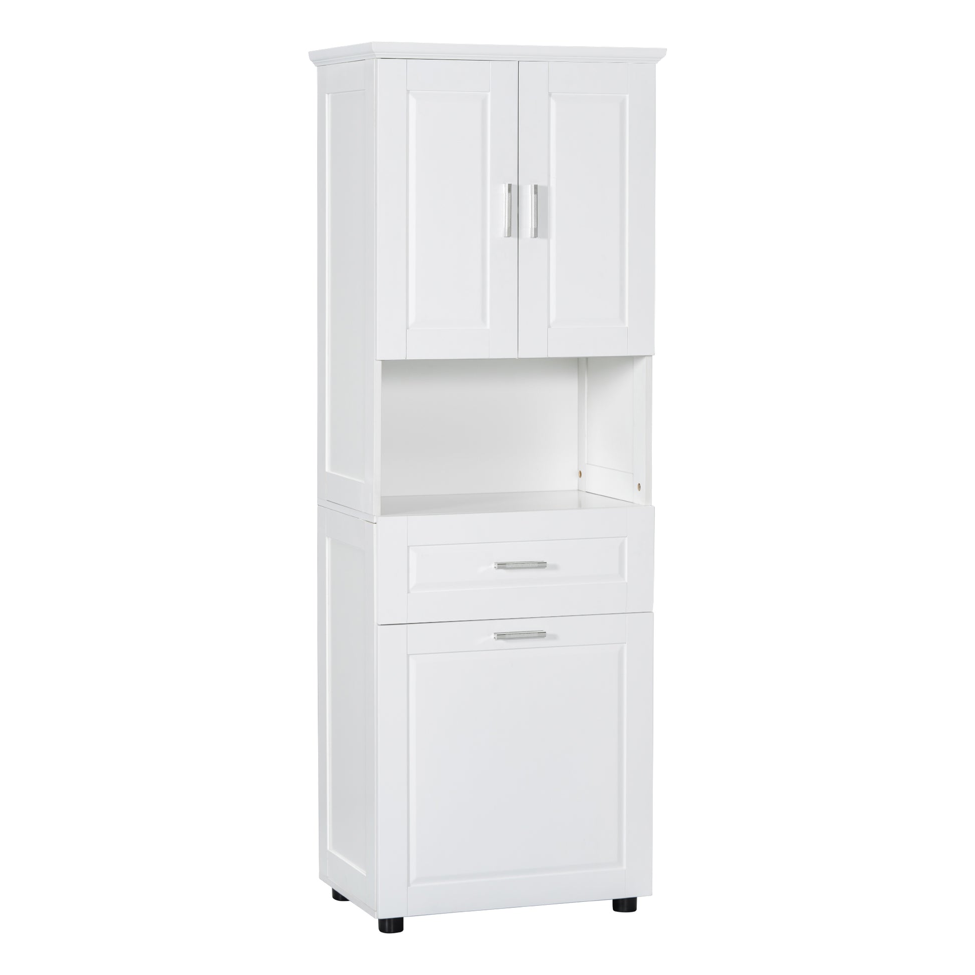 Tall Bathroom Cabinet With Laundry Basket, Large