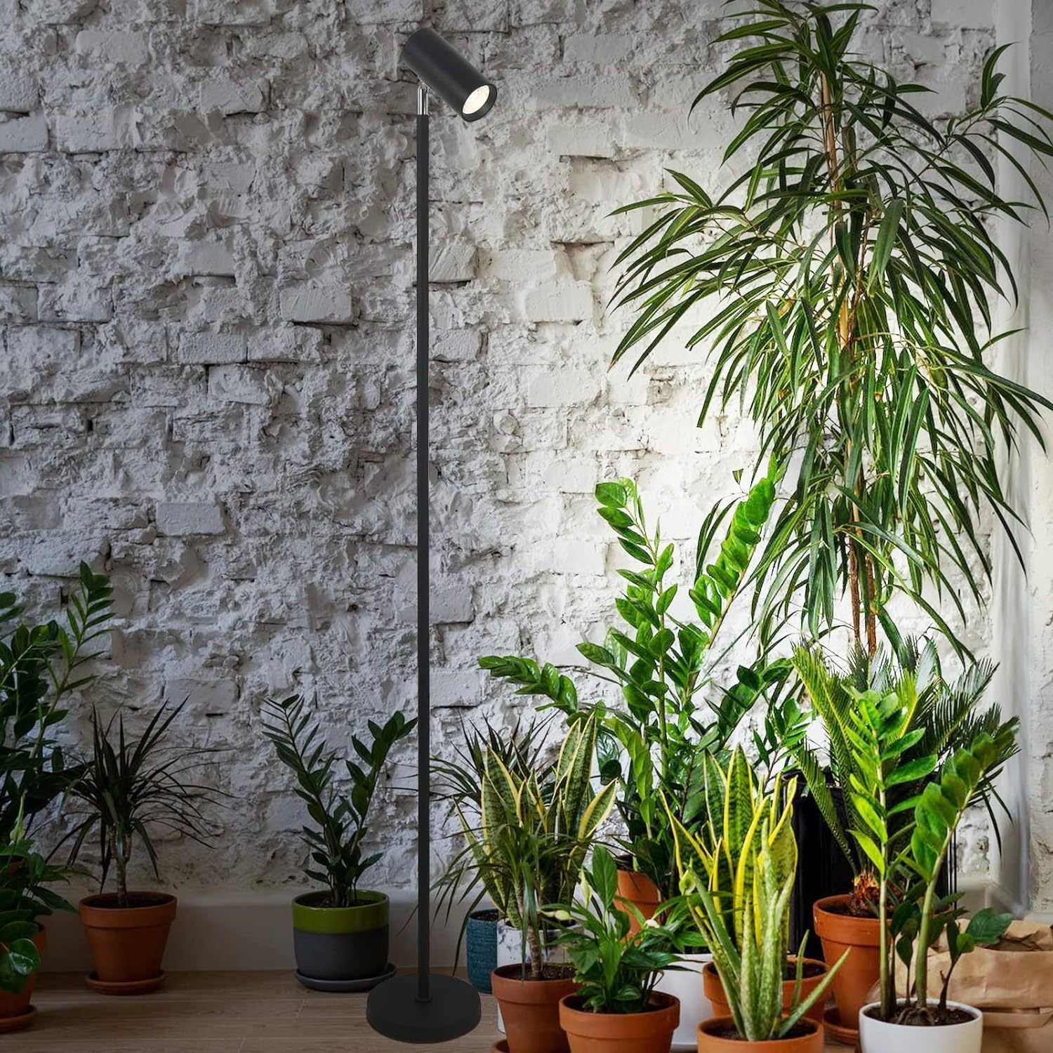 Grow Lights Stand For Indoor Plants Full Spectrum Tall Plant Light For Indoor Growing With 20W Cob Plant Light Bulb,4 8 12H Timer, Led Growth Floor Lamp For Large Plant Seedling 6 Level Height Black Metal