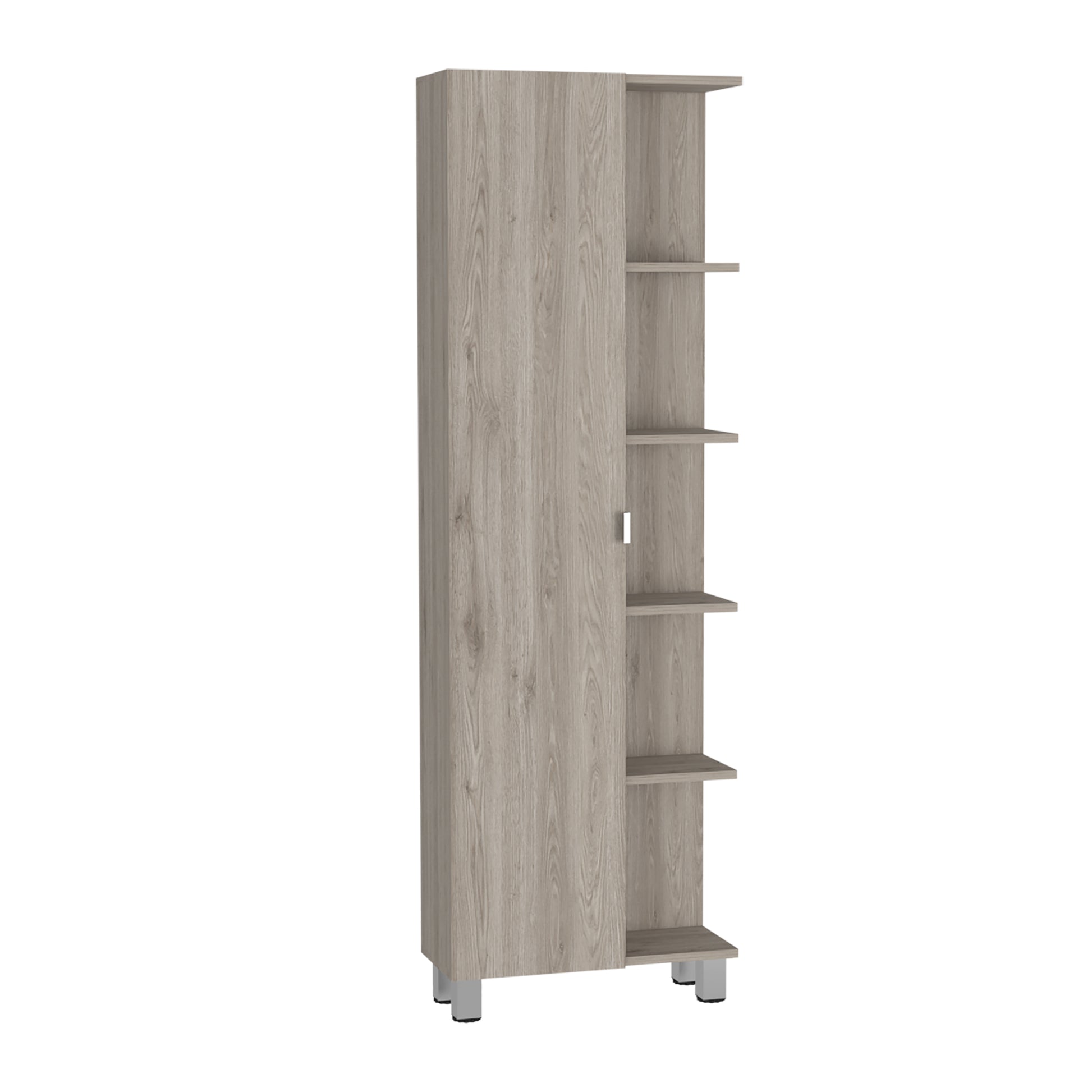 Urano Mirror Linen Cabinet, Four Interior Shelves, Five External Shelves Light Gray Gray 5 Bathroom Freestanding Modern Particle Board Particle Board