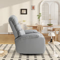 Rocking Recliner Chair,360 Degree Swivel Nursery Rocking Chair,Glider Chair,Modern Small Rocking Swivel Recliner Chair For Bedroom,Living Room Chair Home Theater Seat Gray Light Gray Faux Leather Manual Handle Primary Living Space Soft Loose Back Extra