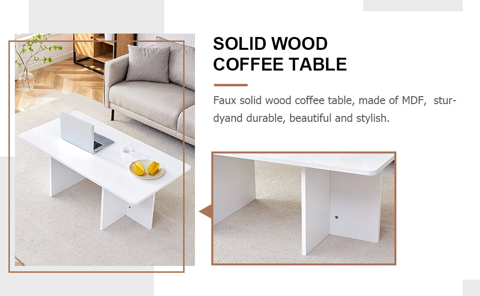 A Modern And Practical White Coffee Table. The Coffee Table Is Made Of Medium Density Fiberboard Material, Suitable For Living Room, Bedroom, And Study. Ct 2O White Mdf