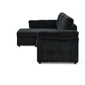Corduroy Tufted Upholstered Sleeper Sectional Sofa, L Shaped Modular Convertible Sofa With Reversible Storage Chaise, Pull Out Sleep Couch Bed And Reclining Backrest Perfect For Living Space, Black Full Black Corduroy