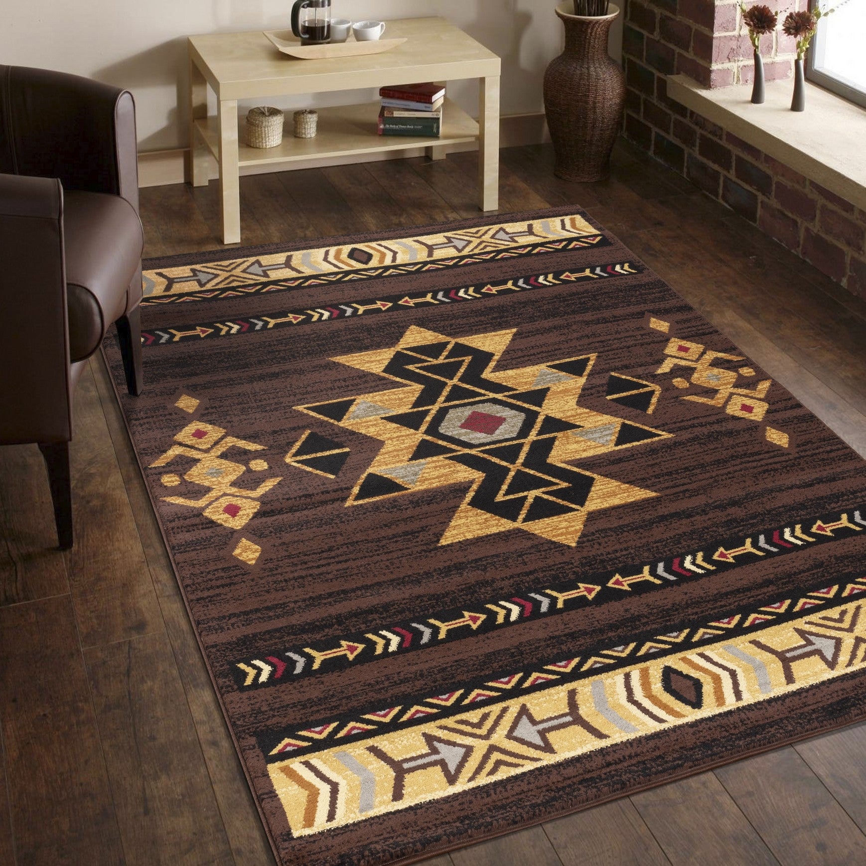 Tribes Gc Yls4005 Brown 2 Ft. 7 In. X 7 Ft. 3 In. Southwest Area Rug Brown Polypropylene