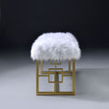 White And Gold Bench With Sled Base White Gold Bedroom White Contemporary Fabric Metal