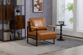Leather Accent Chair Guest Chair For Living Room, Mid Century Armchair For Bedroom Brown Leather Brown Pu