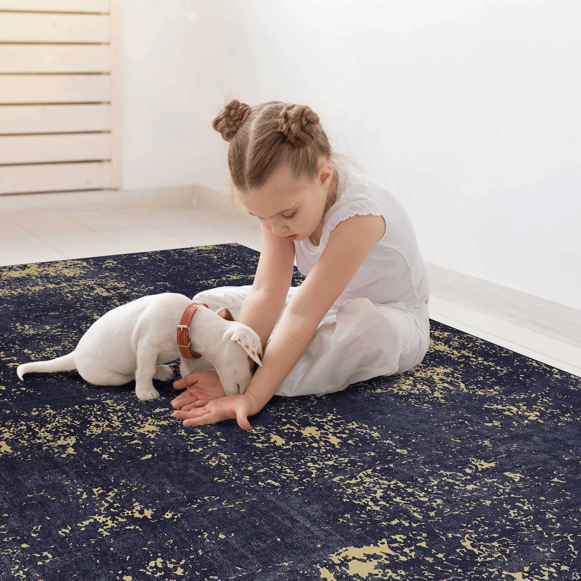 Naar 2X3 Machine Washable Area Rugs, Low Pile, Non Slip, Non Shedding, Foldable, Kid & Pet Friendly Area Rugs For Living Room, Bedroom, Kitchen, Dining Room Rug Perfect Gift, Black Gold, 2' X 3' Black Gold Chenille Polyester
