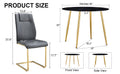 1 Table And 4 Chairs, A Modern Minimalist Circular Dining Table With A 40 Inch Black Imitation Marble Glass Tabletop And Gold Plated Metal Legs, And 4 Modern Gold Plated Metal Leg Chairs. Black Gold Seats 4 Glass