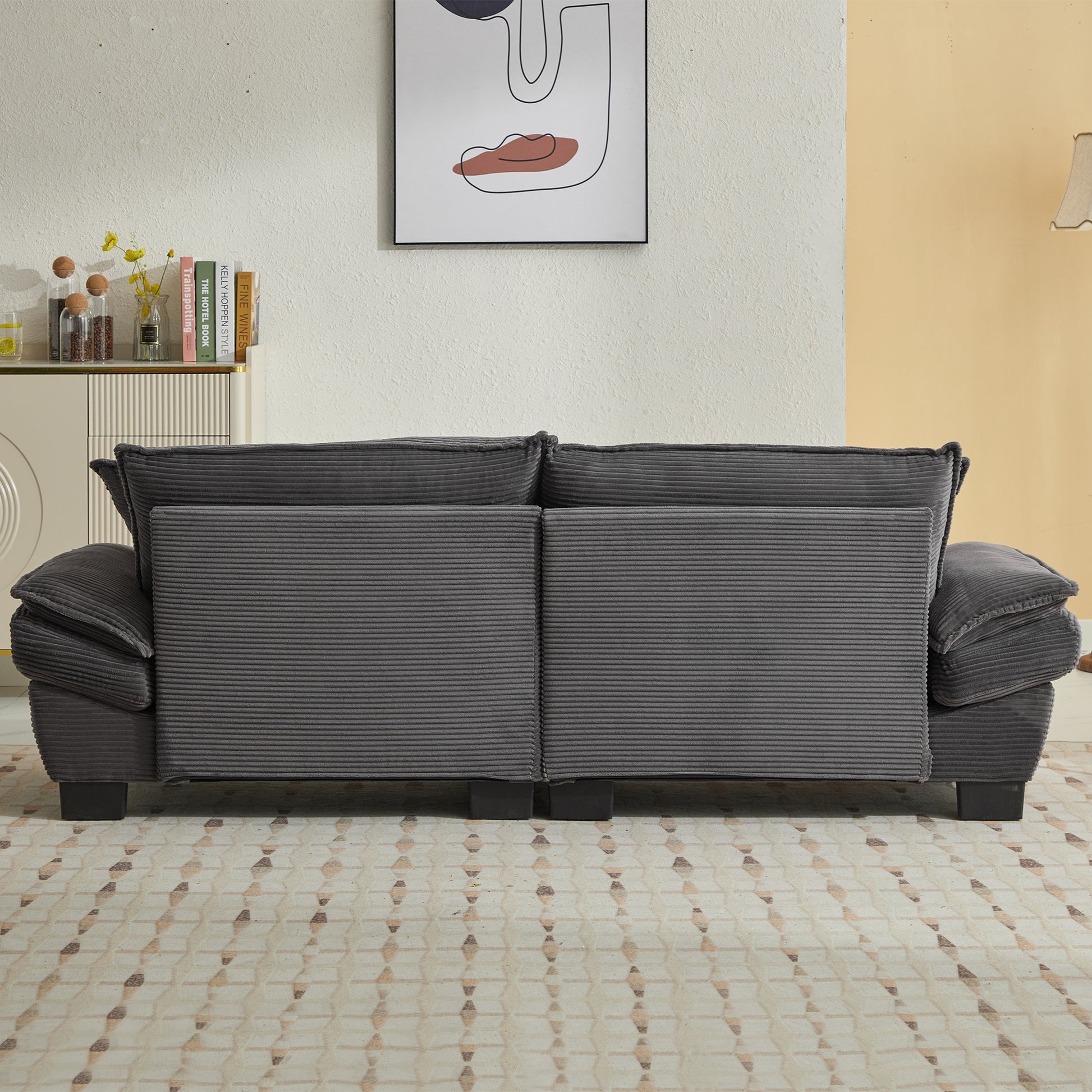 Corduroy Sofa Sleeper Couch Loveseat Sofa With Pillows Comfy Upholstered Deep Seat Sofa For Bedroom,Living Room,Apartment,Office,Dorm Grey Corduroy Grey Foam Upholstered 2 Seat