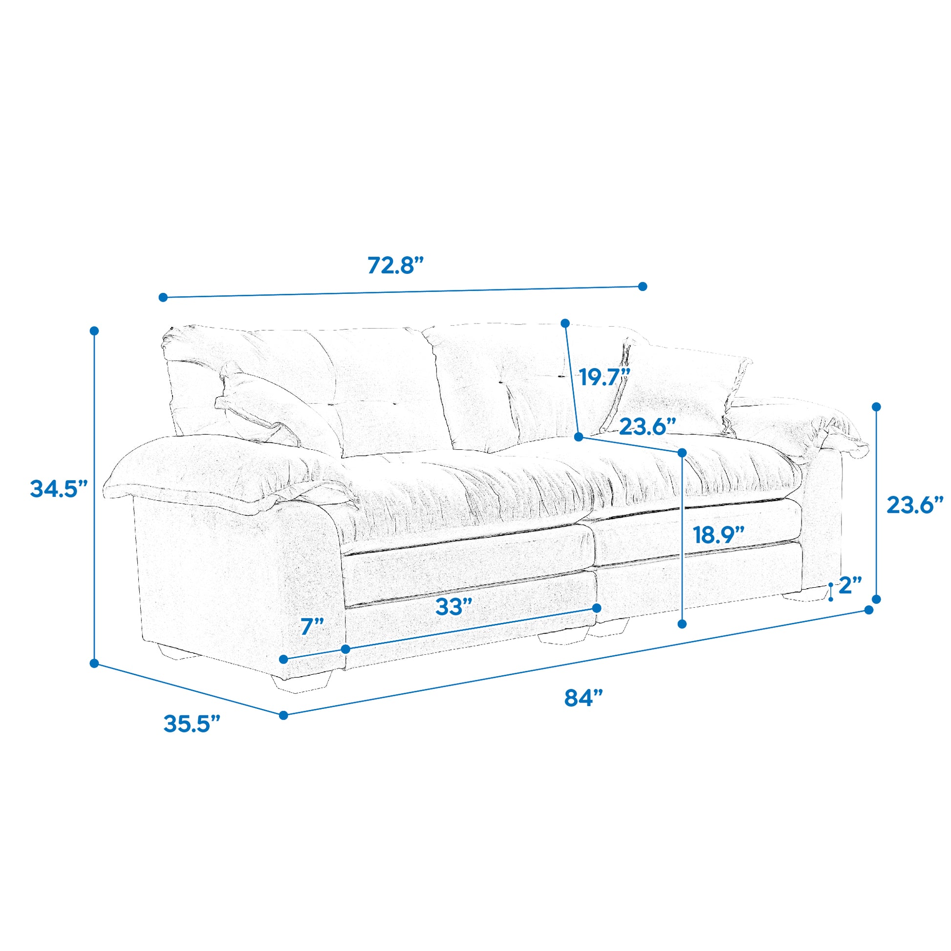 84" Chenille Recliner Sofa Small Sofa Loveseat Deep Seat Sofa Couch With 2 Throw Pillows & Memory Foam For Living Room Apartment Office Lounge Beige Beige Memory Foam Chenille,Upholstered 2 Seat