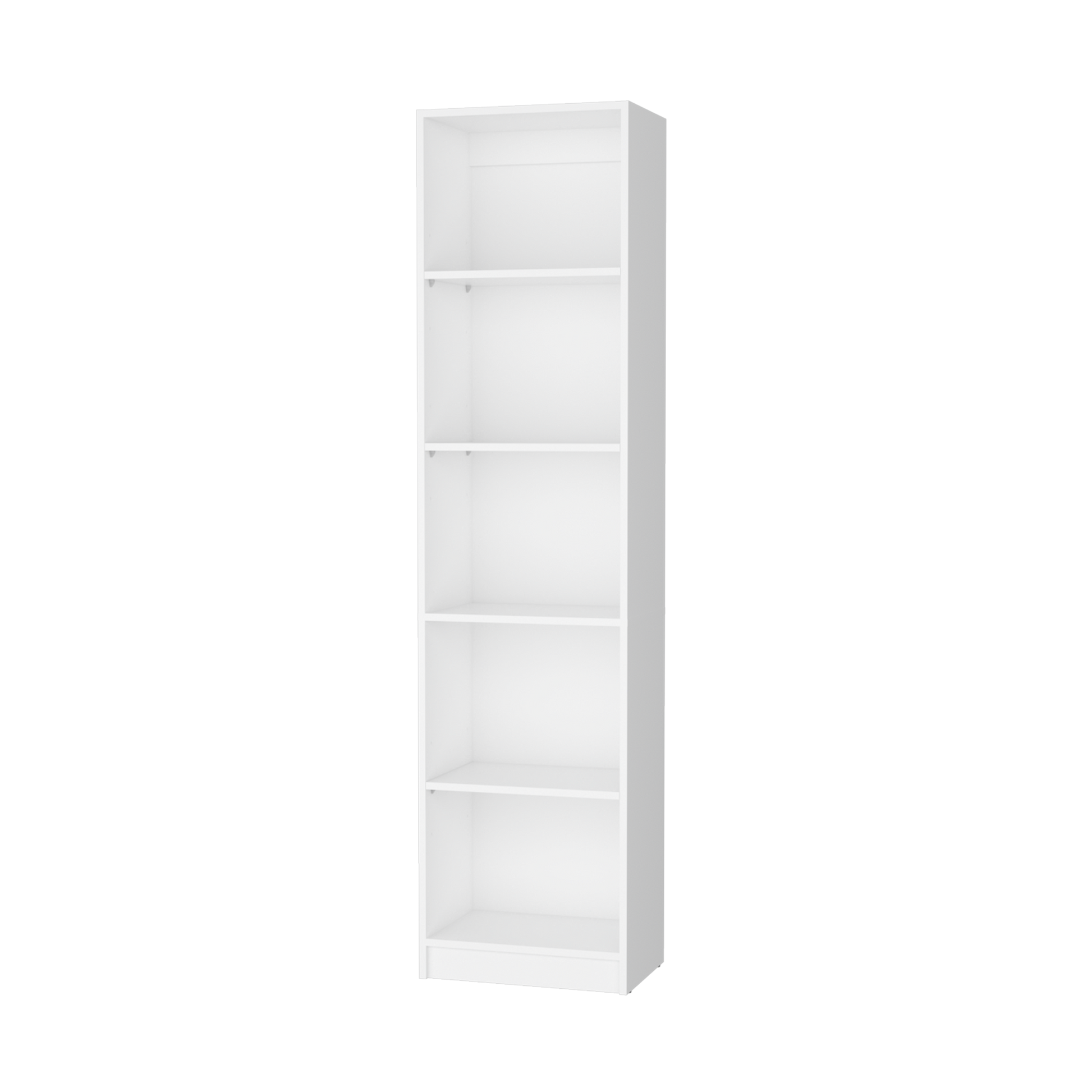 Sutton Slim Bookcase With Modern 5 Shelf Design White Particle Board Engineered Wood