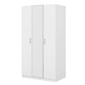 3 Door Wardrobe With Mirror, Armoire With Hanging Rod And 3 Fixed Shelves,White White Particle Board