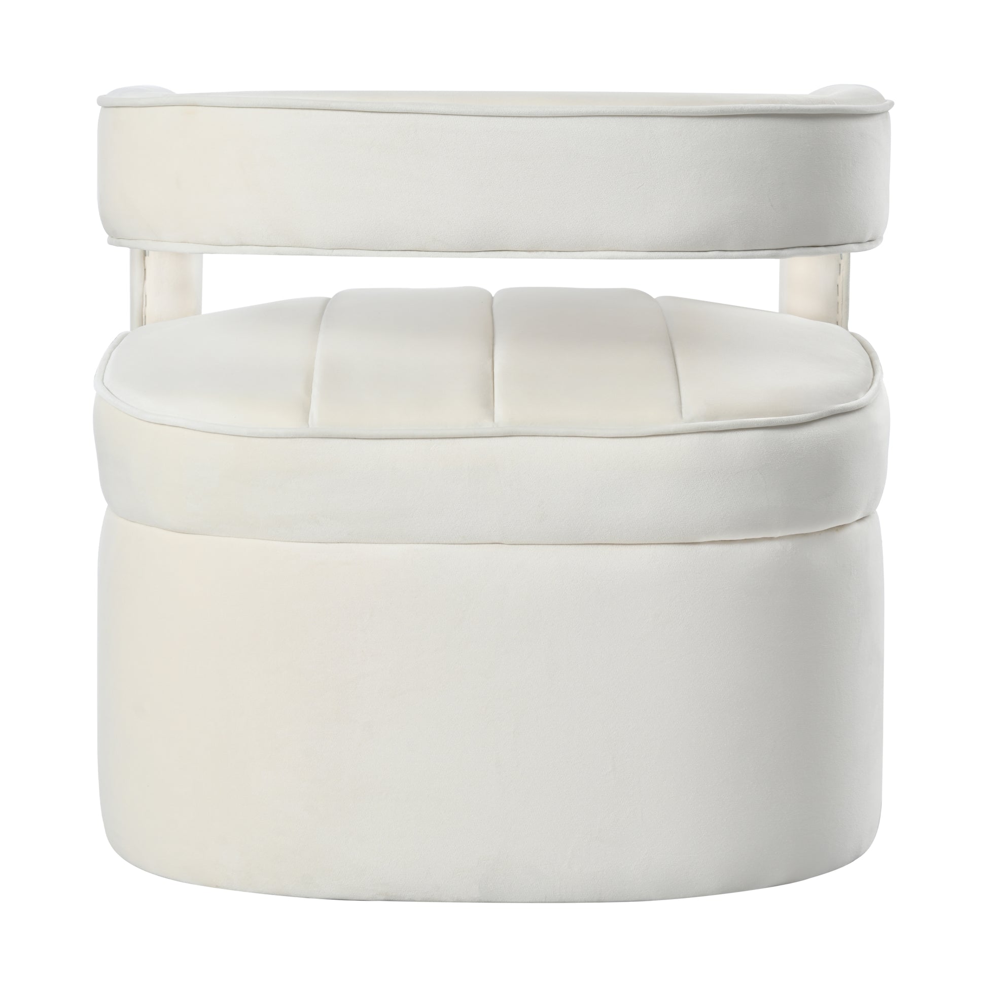 Modern Velvet Accent Chair With Ribbed Detail, Luxury Curved Fully Upholstered Accent Chair, Ivory White No Assembly Needed Ivory White Velvet