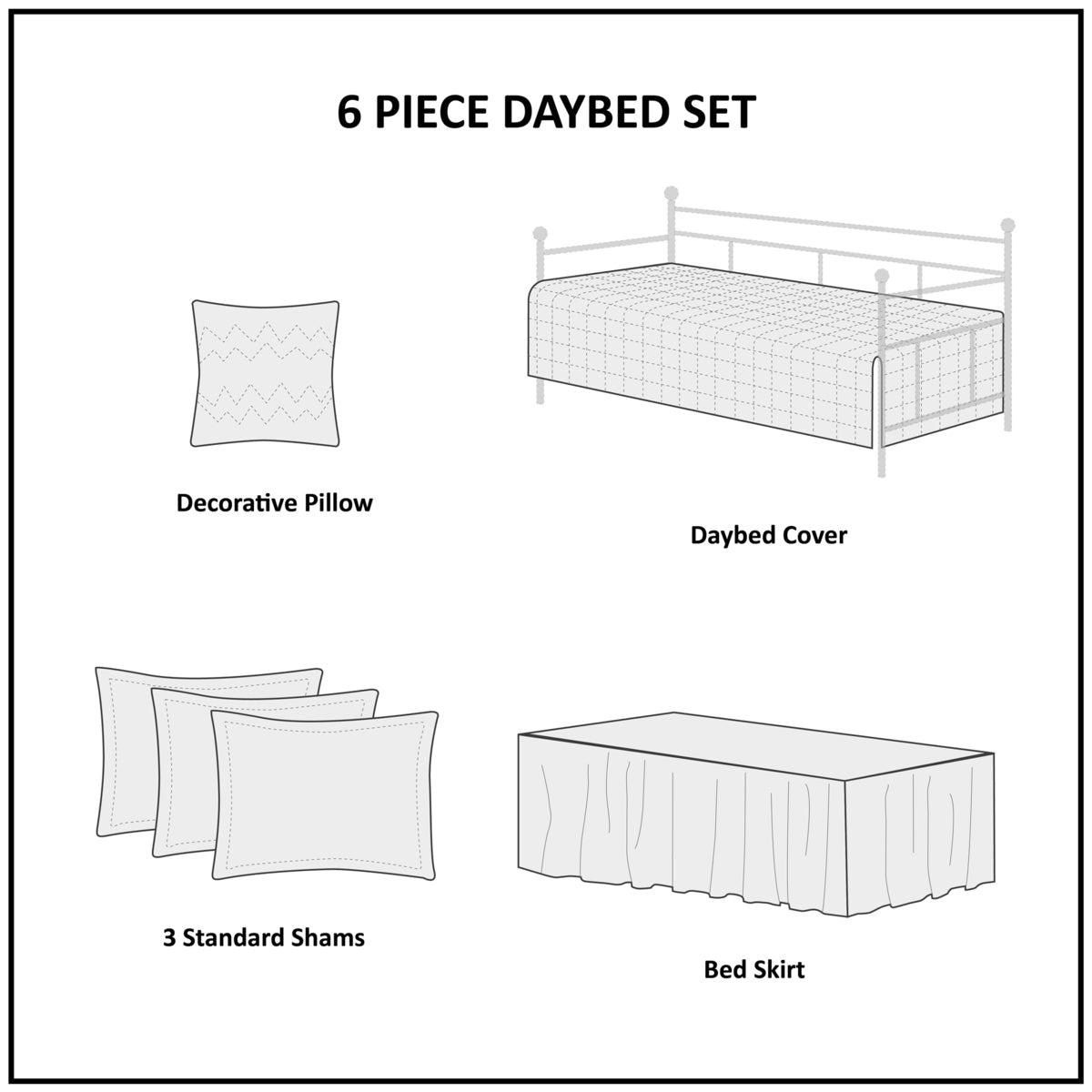 6 Piece Reversible Soped Edge Daybed Cover Set Seafoam Daybed Seafoam Microfiber