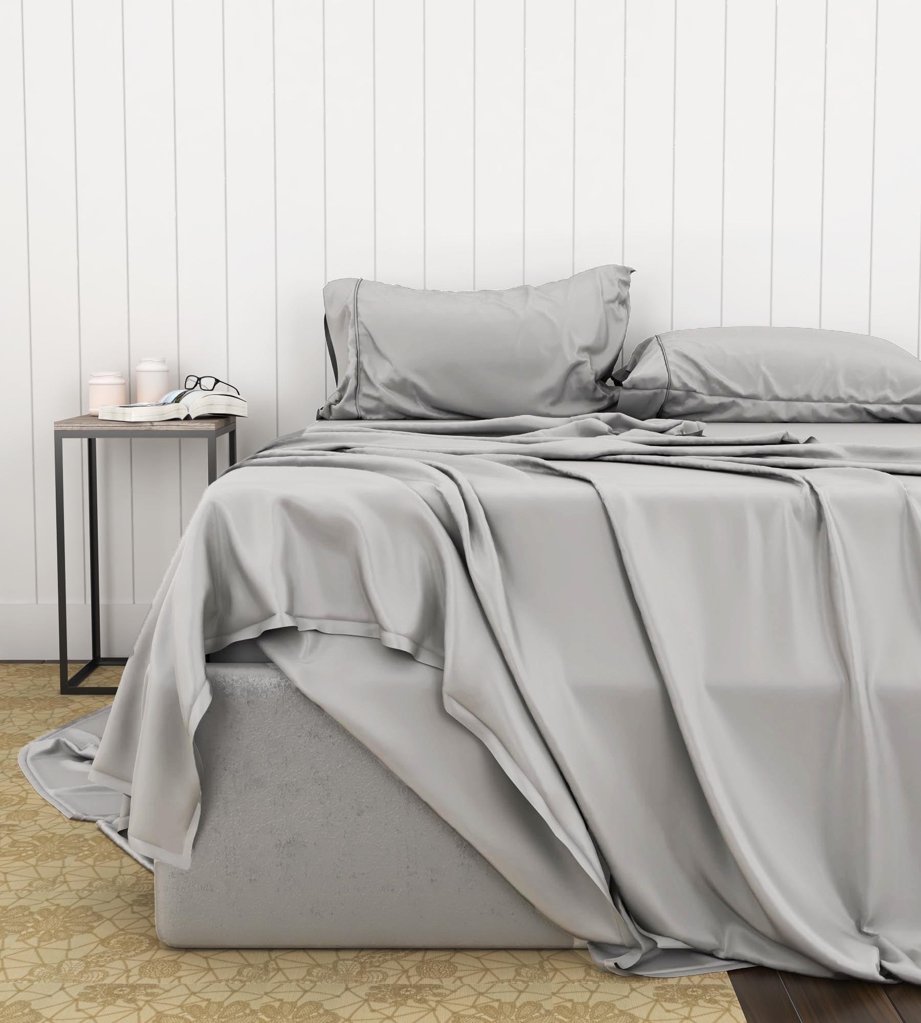 Bamboo Cotton Sheets Soft And Smooth With Viscose From Bamboo Light Grey King Split Head Light Gray Cotton