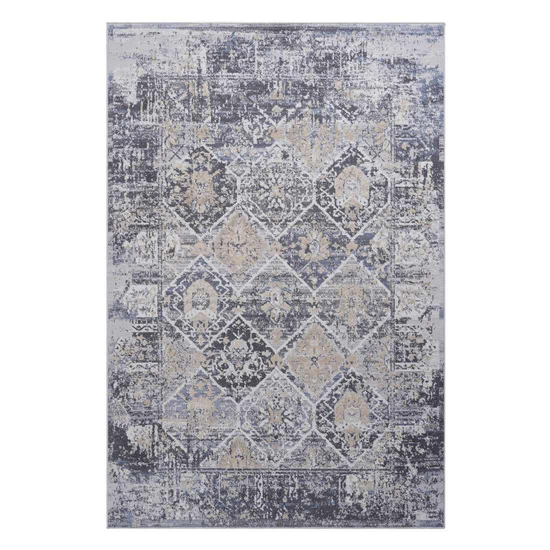 6X9 Grey Blue Traditional Non Shedding Living Room Bedroom Dining Home Office Stylish And Stain Resistant Area Rug Grey Blue Polyester