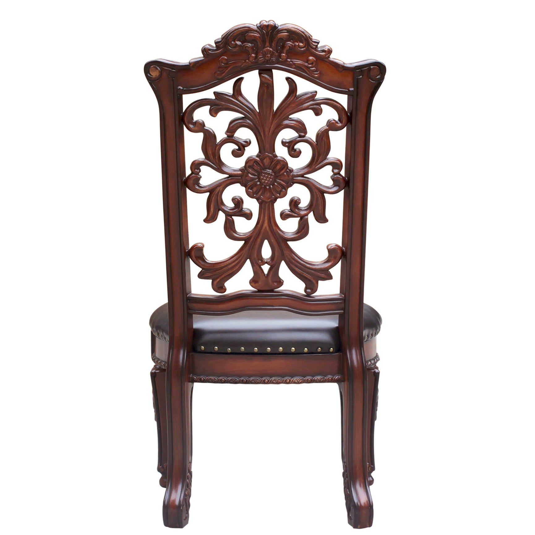 Brown And Cherry Side Chair With Trim Set Of 2 Solid Cherry Dining Room Side Chair Solid Back Set Of 2 Faux Leather