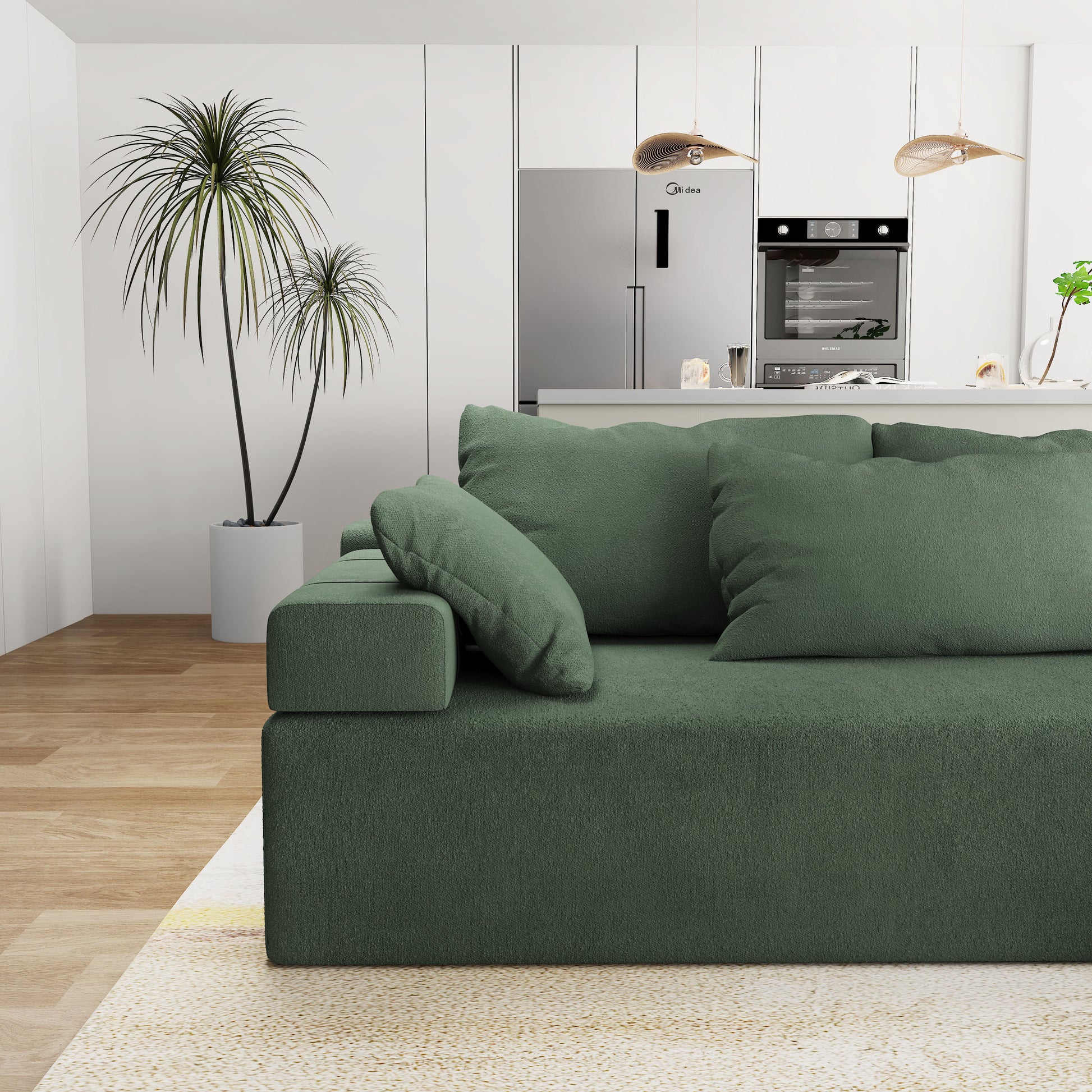 Modern Upholstered Sectional Sofa Couch Set,Modular 108" L Shaped Sectional Living Room Sofa Set With 6 Pillows,Free Combination Sofa Couch For Living Room,Bedroom Green Foam Chenille 3 Seat