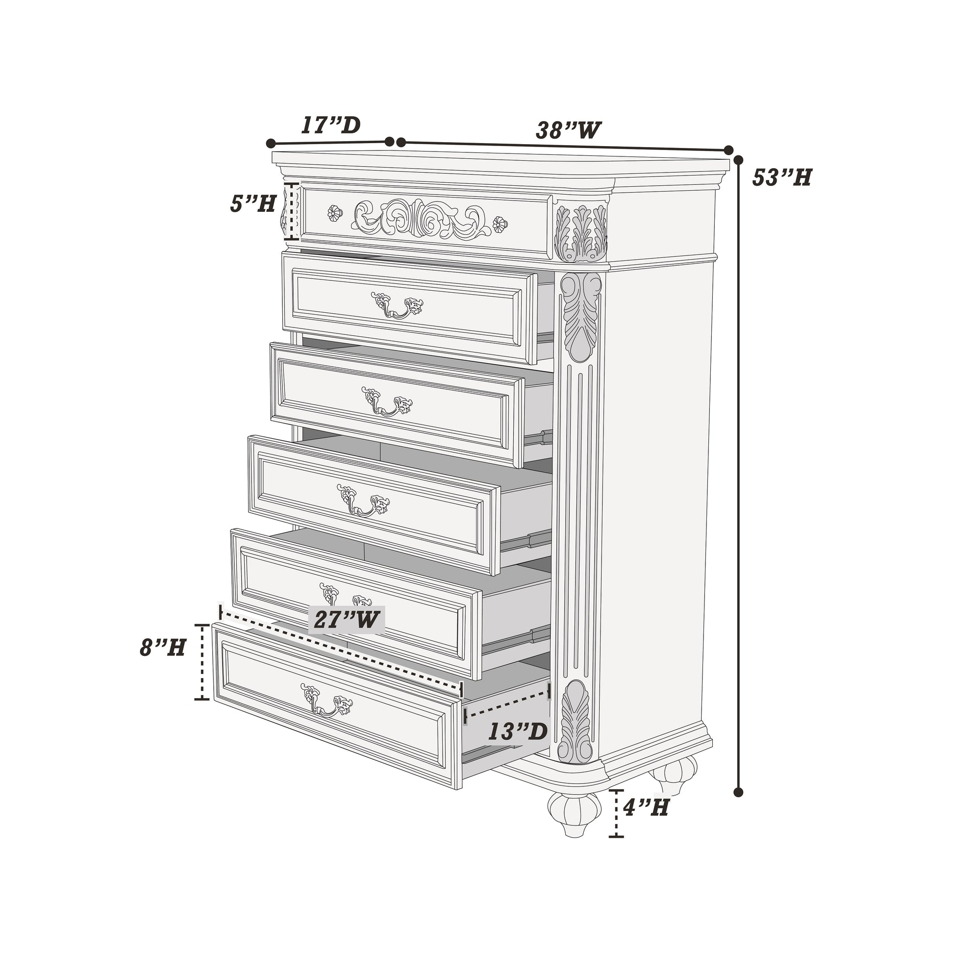 Antique Cherry Antique Walnut Wooden 1Pc Chest Of Drawers Storage Bedroom Furniture Unique Design Walnut Bedroom American Traditional,Traditional,Vintage Particle Board Mdf