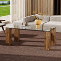 Glass Top Coffee Table,Tea Table, With Mdf Legs Stylish Blend Of Elegance And Durability 44.9