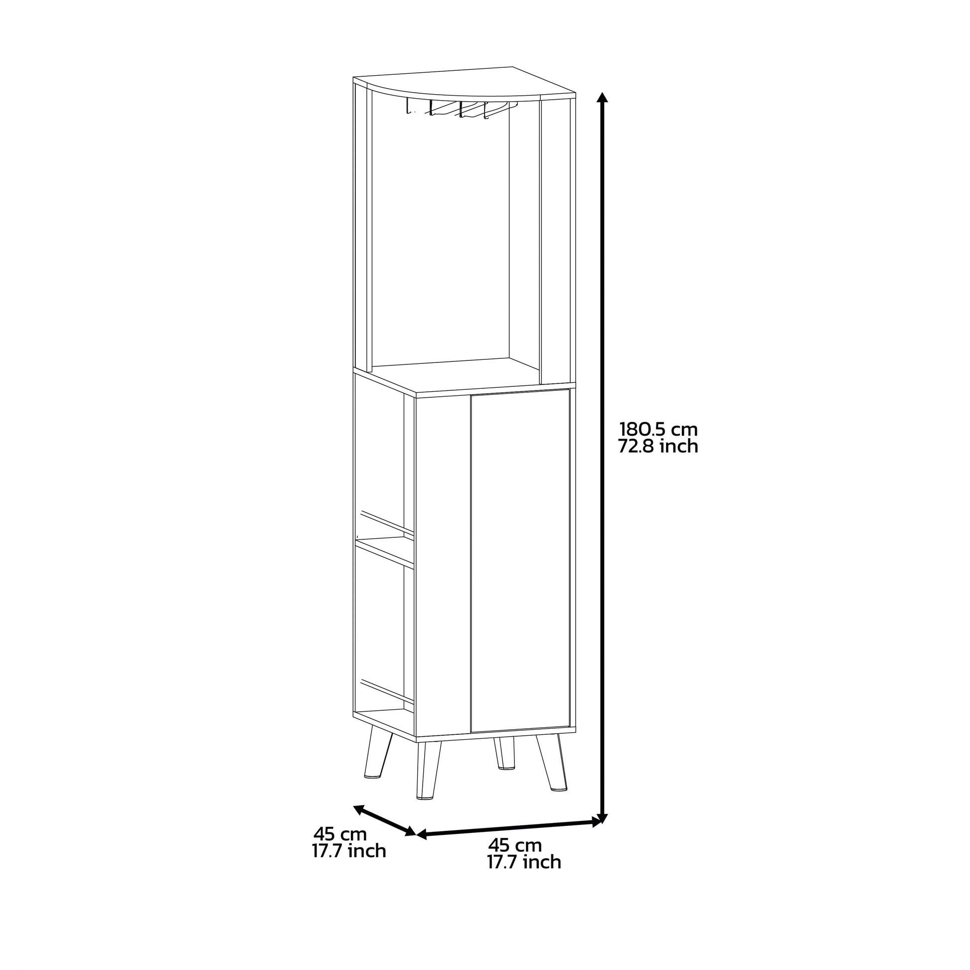 Corner Bar Cabinet, Two External Shelves, One Drawer, Two Interior Shelves, Dark Brown Dark Brown Solid Wood Mdf Engineered Wood