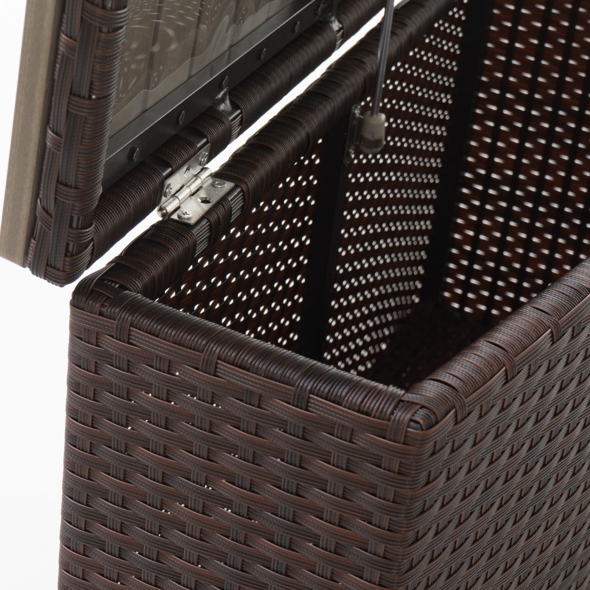 Madras Faux Wood Accent Table Brown Aluminium