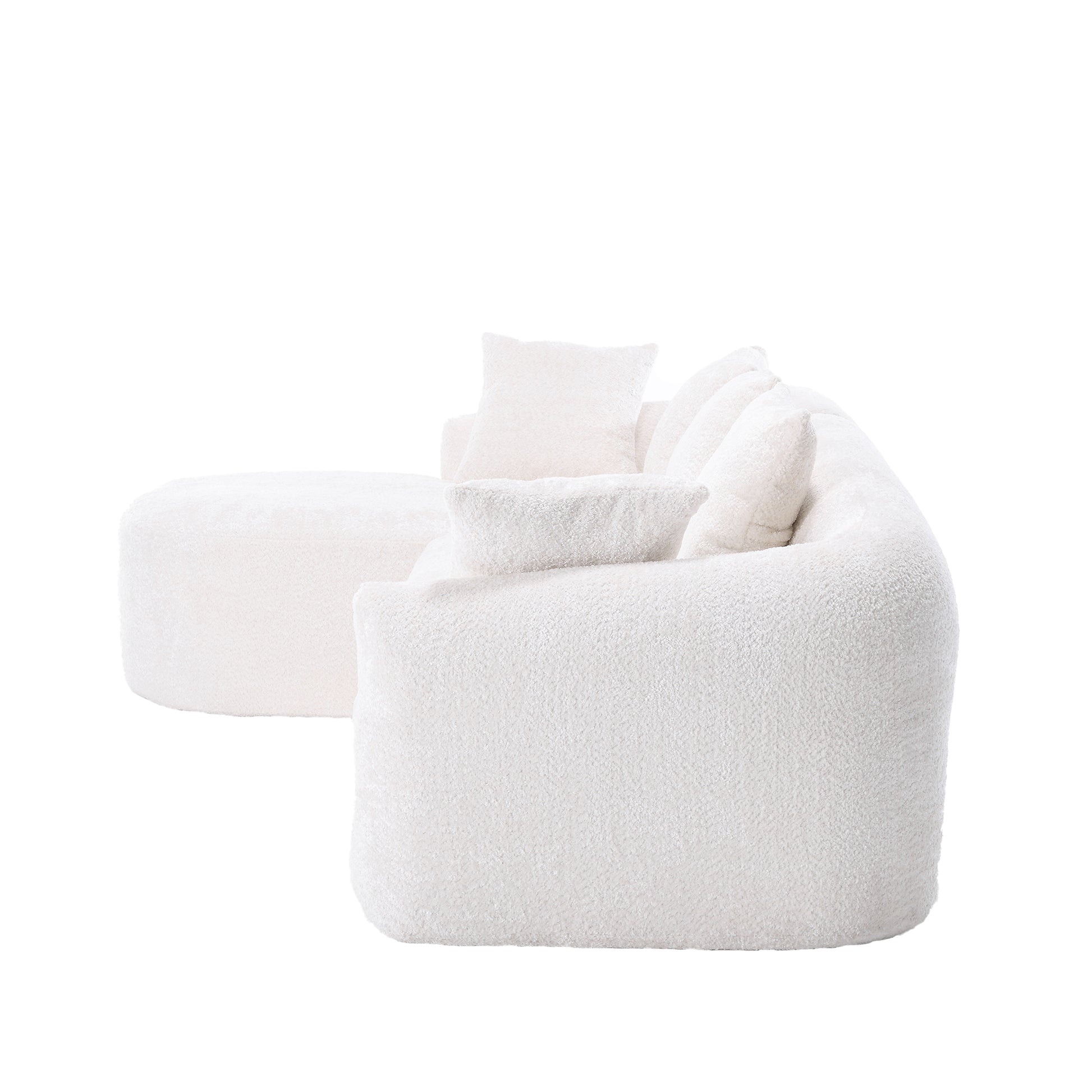 Coolmore Boucle Sofa 3 Seater For Living Room Oversized Comfy Sofa L Shape Sofa Couch With Chaise Home Furniture Sleeper Sectional Sofa For Apartment, Office Left Hand Facing Beige Beige Primary Living Space Foam Boucle 3 Seat