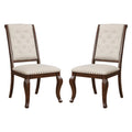 Set Of 2 Cream Fabric Upholstered Dining Chairs, Barley Java Solid Cream Dark Brown Dining Room Rectangular Dining Chairs Tufted Back Set Of 2 Fabric,Mdf