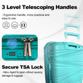 Hardside Luggage Sets 3 Pieces, Expandable Luggages Spinner Suitcase With Tsa Lock Lightweight Carry On Luggage 20Inch 24Inch 28Inch Teal Blue Polypropylene