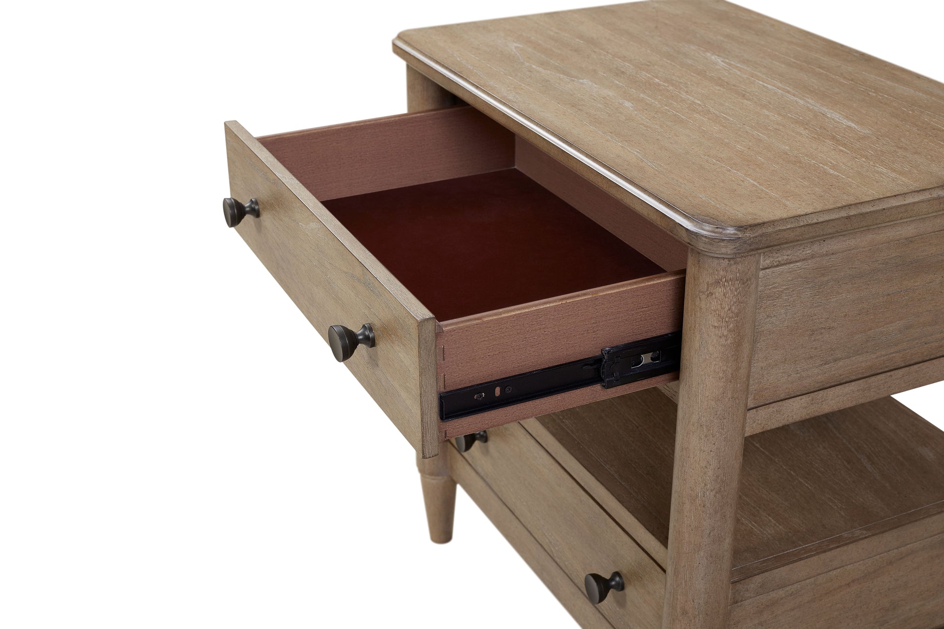 Open Nightstand Sand Finish With 2 Drawers Sand Solid Wood Mdf