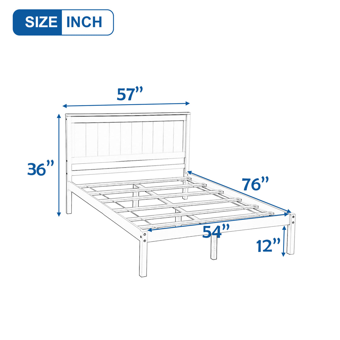 Platform Bed Frame With Headboardwood Slat Supportno Box Spring Needed ,Full,White Old Sku:Wf191419Aak Full White Pine