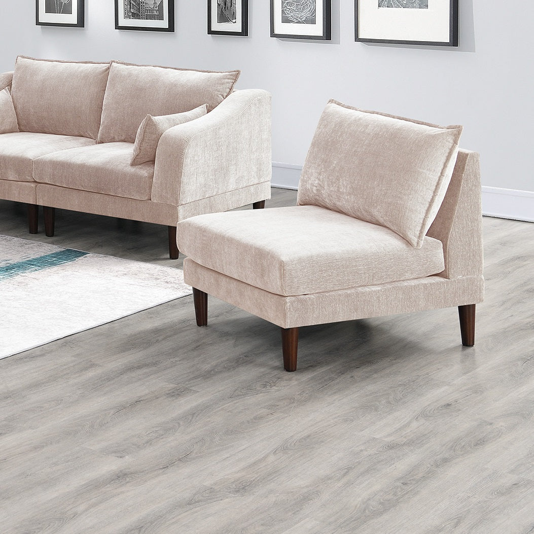 Beautiful Blush Pink Armless Chair Morgan Fabric 1Pc Chair Pillow Soft Cushion Wood Legs Living Room Furniture Pink Primary Living Space Classic,Contemporary,Modern Fabric