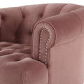 La Rosa Victorian Tufted Upholstered Accent Chair, Ash Rose Pink Velvet Pink Foam Velvet