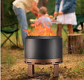 Outdoor Smokeless Fire Pit Stove 24'' For Camping Bonfire, Wood Burning Fire Place Firepit With Stand For Patio Backyard Outside Black Iron