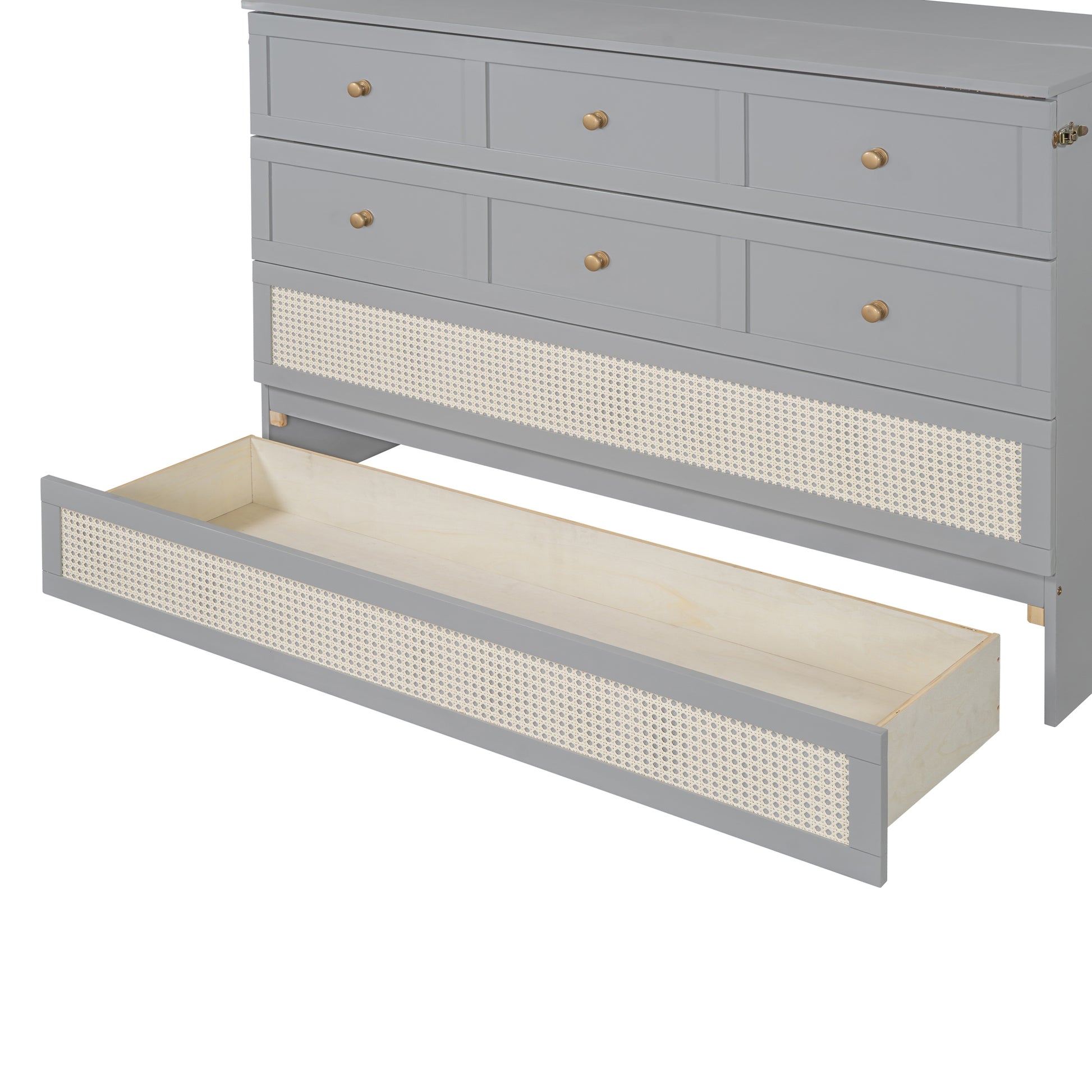 Queen Murphy Bed With Large Drawers,Gray Queen Gray Plywood