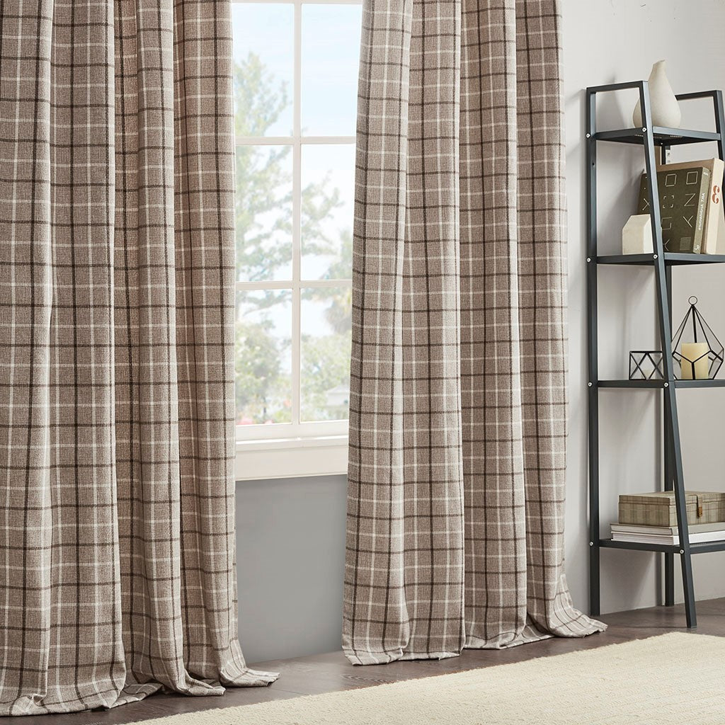 Plaid Rod Pocket And Back Tab Curtain Panel With Fleece Lining Only 1 Pc Panel Multicolor Polyester