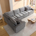 5 Seats,Oversized Sectional Sofa,L Shaped Corner Couch With Detachable Seat & Back Cushion, Corduroy Upholstery Convertible Sleeper Sofa&Couch For Living Room Grey Fabric 5 Seat